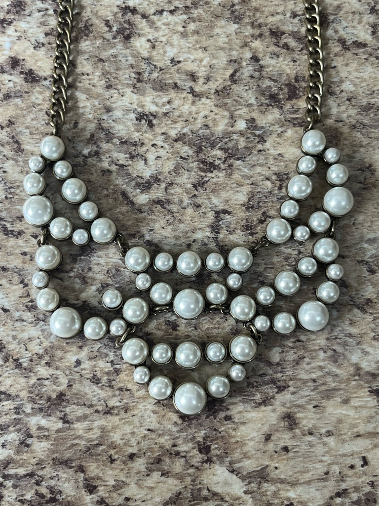 Premier Designs Multi-Row Faux Pearl Necklace In White